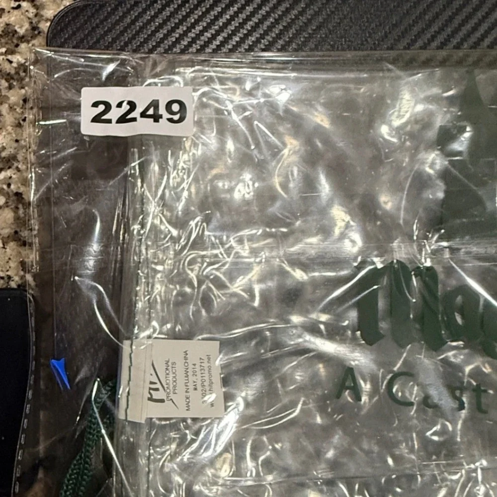 Disney Magic Kingdom Cast Member Clear Drawstring Backpack Green Bag 2014 2249